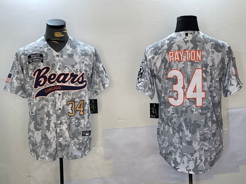 Men Chicago Bears #34 Payton Nike Arctic Camo 2024 Salute to Service Limited NFL Jersey style 1->youth nfl jersey->Youth Jersey